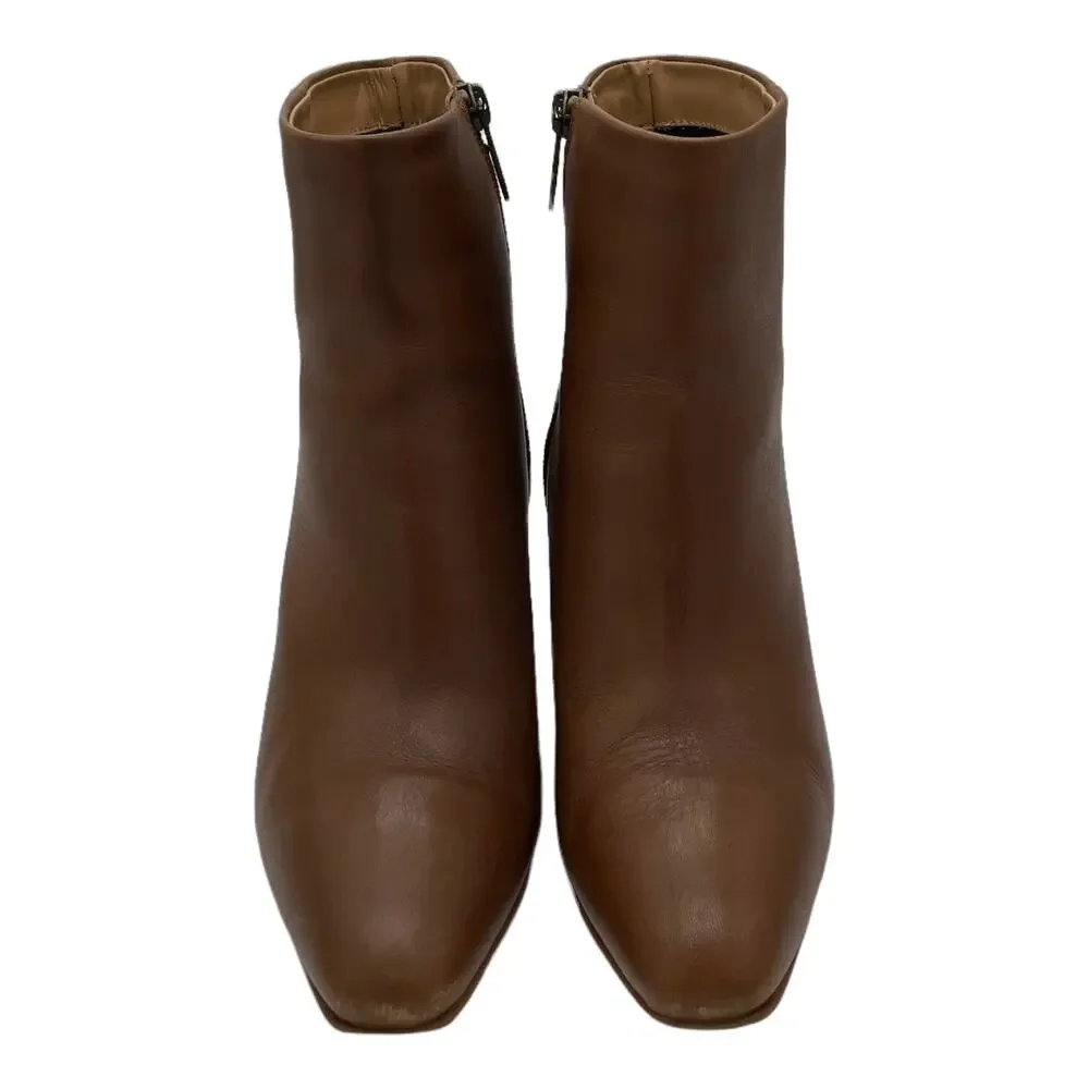 Aquatalia Florita Leather Ankle Boots - Brown - 8.5